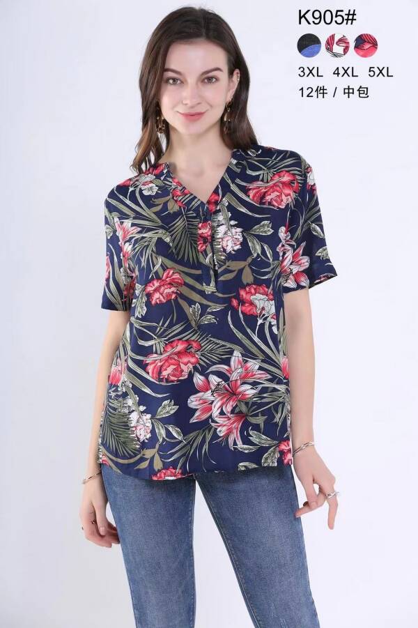 Bluzki damskie Roz 3XL-5XL, Mix kolor Paczka 12 szt